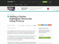 http://code.tutsplus.com/tutorials/adding-a-syntax-highlighter-shortcode-using-prismjs--wp-28718